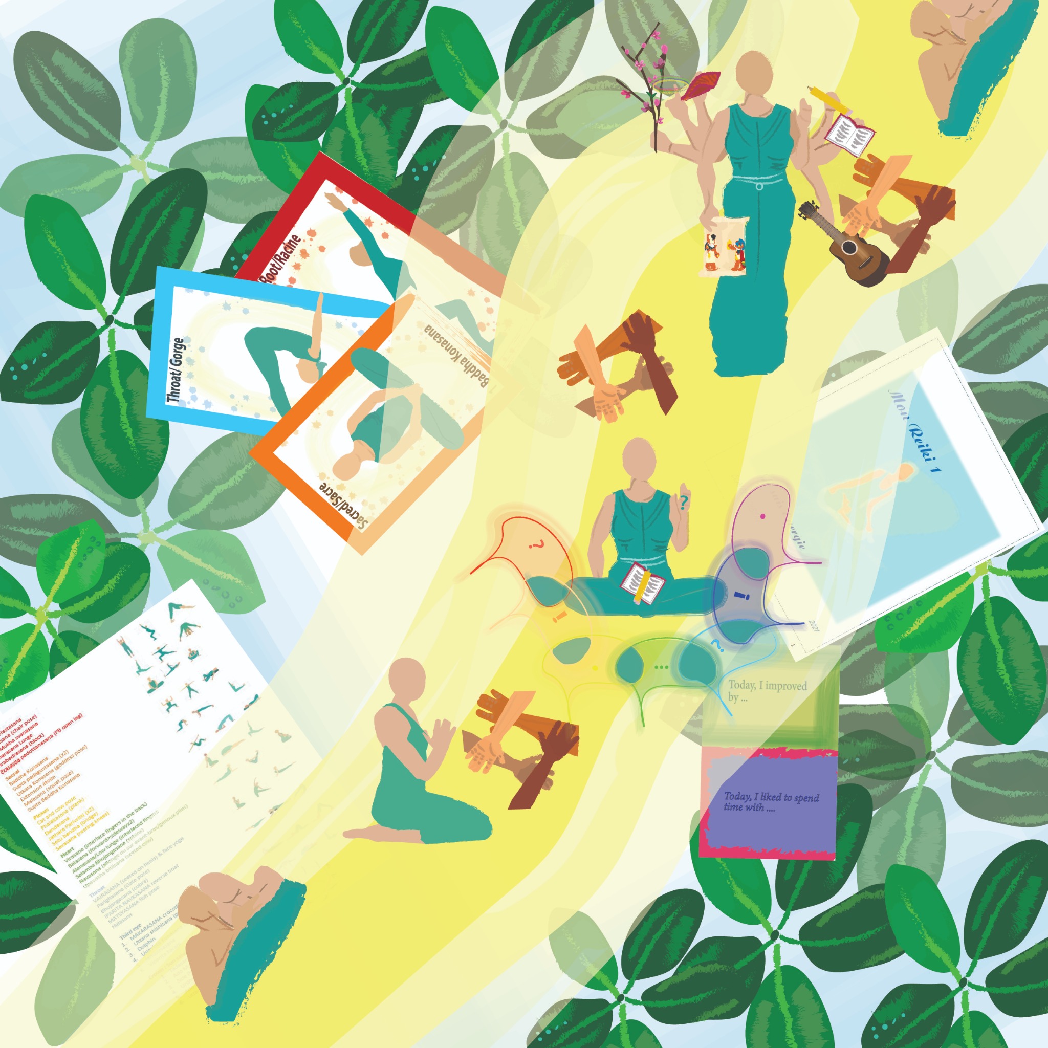 Collage illustré de Claire Holbein représentant le chemin vers une nouvelle vision de vie