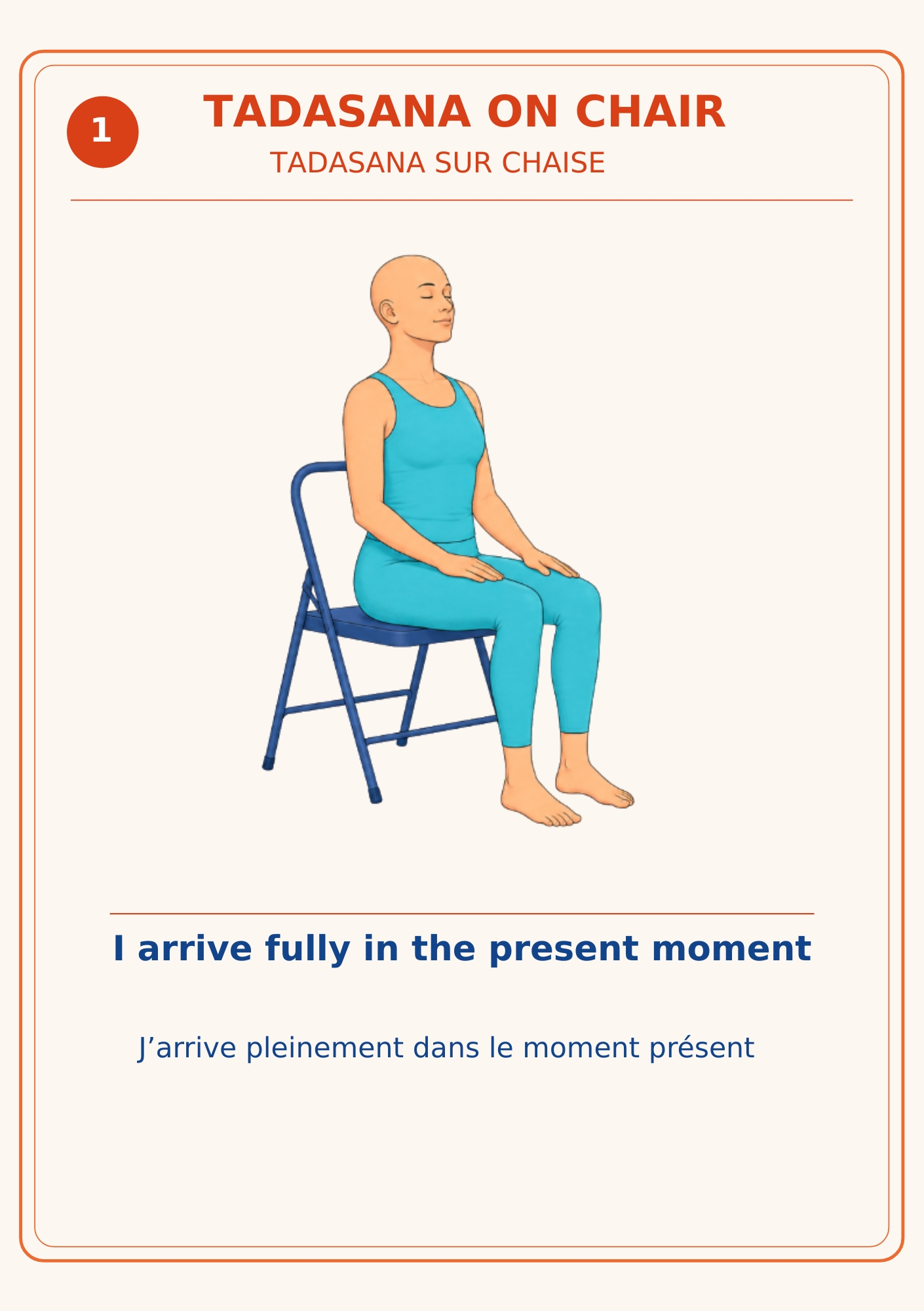 Tadasana sur chaise, recto illustré